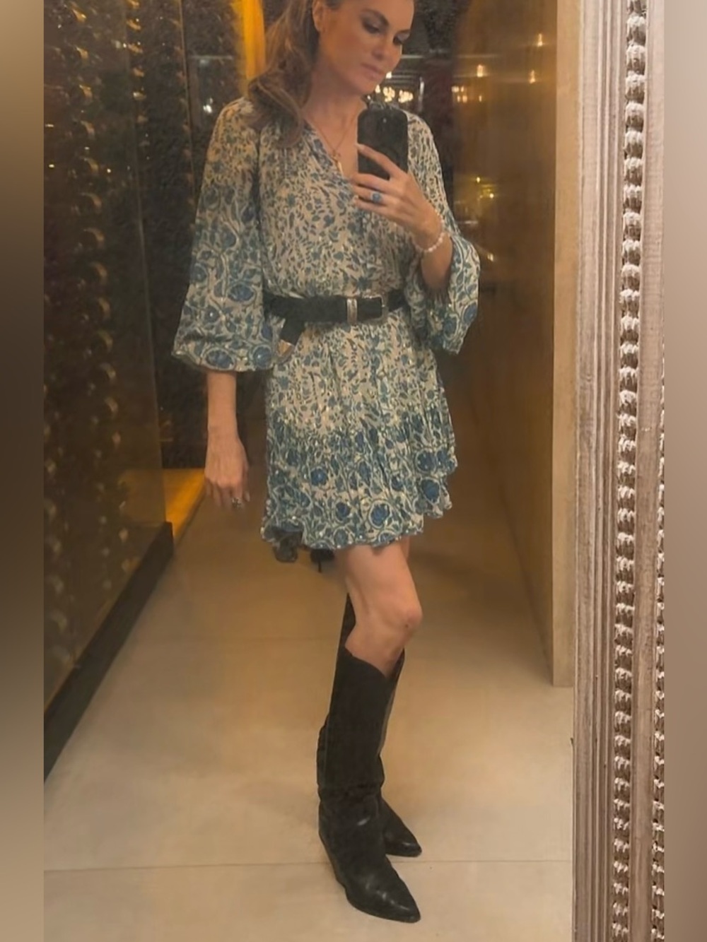 Miss June Blue and Cream Dress size OZ